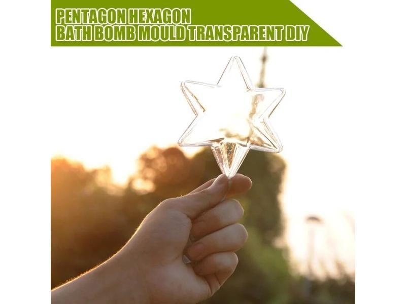 10cm Pentagram Hexagonal Star Clear Plastic 3D Bath Bomb Mold Xmas DIY Bath Carousel 1