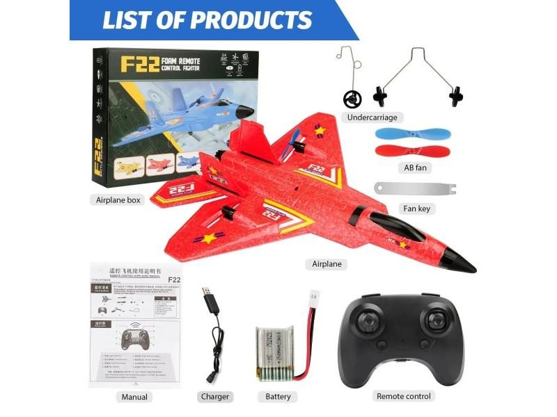 F22 Raptor RC Plane 2.4G 2CH Remote Control Flying Glider With LED Lights EPP Carousel 1
