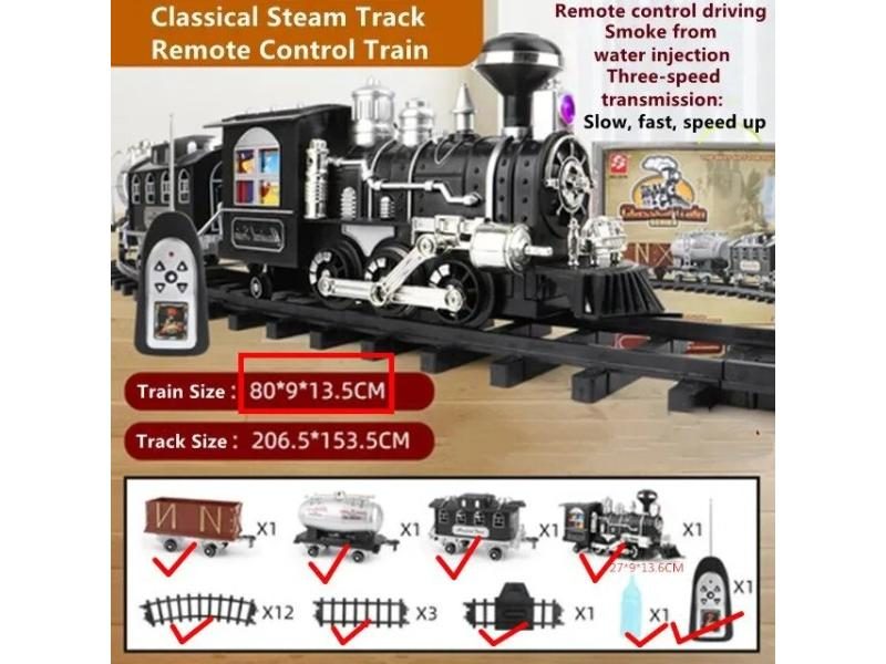206CM Super Track Remote Control Train With Water Smoke Light Music DIY Carousel 1