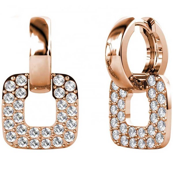 Rose-Gold Crystal Huggie Dangle Earrings "Rojina" Carousel 1