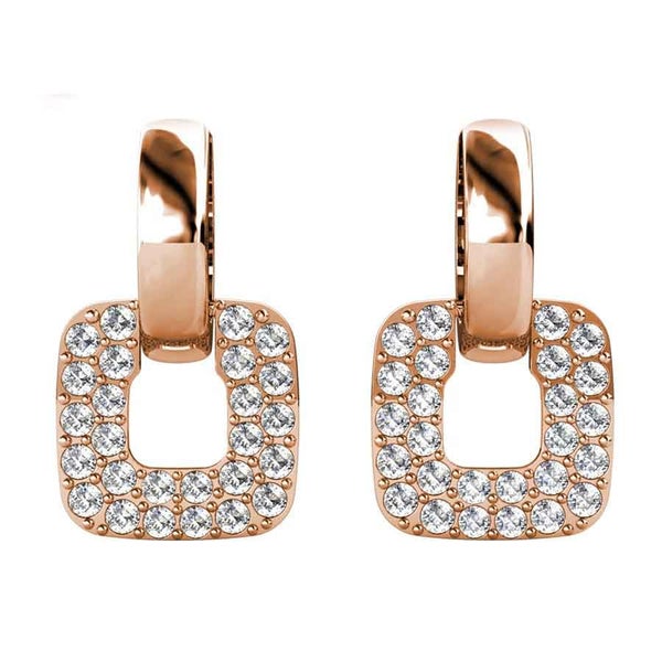 Rose-Gold Crystal Huggie Dangle Earrings "Rojina" Carousel 2