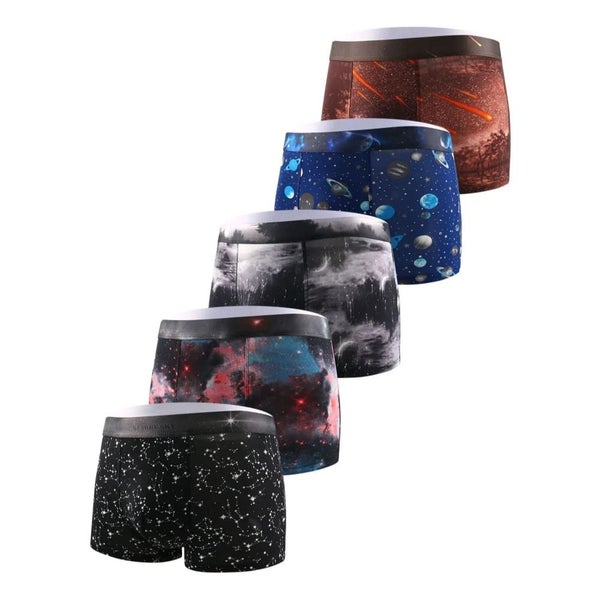 Pack of 5 Mens Star Print Cool Comfortable Anti Bacterial Boxer Shorts Carousel 1