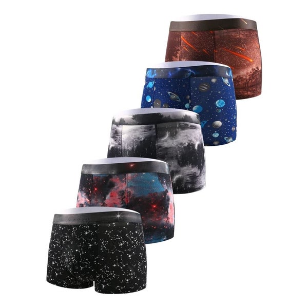Pack of 5 Mens Star Print Cool Comfortable Anti Bacterial Boxer Shorts Carousel 2