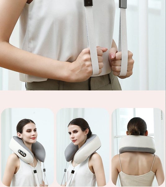 U-shaped Massage Pillow Neck Protection Electric Hot Compress Neck Massager Blue Carousel 2