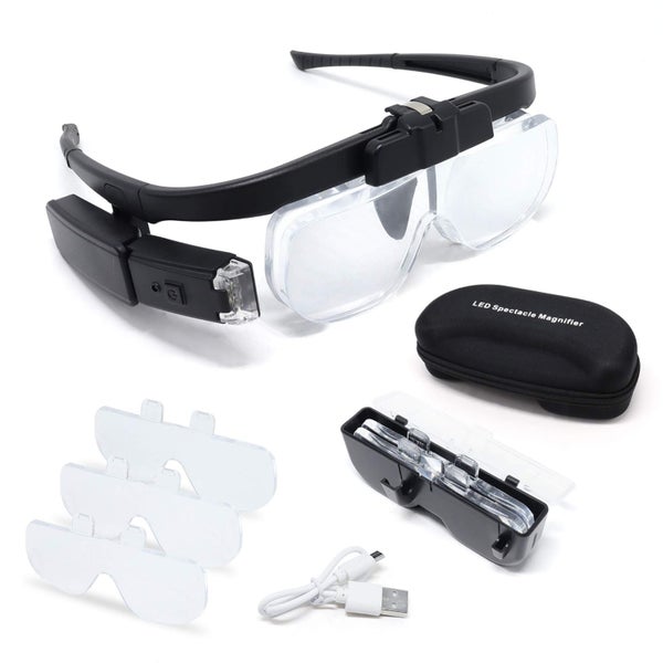 Magnifier Glasses USB Charging Headband Magnifying Glass for Elderly Reading Carousel 1