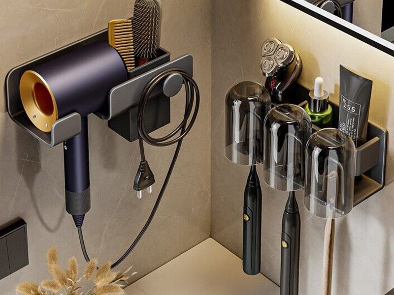 Space Metal Toothbrush Holder Bathroom Wall Mounted Rack with Cups - ST2 Carousel 3