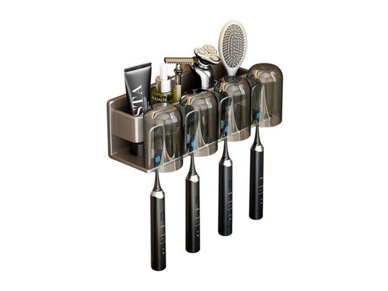 Space Metal Toothbrush Holder Bathroom Wall Mounted Rack with Cups - ST3 Carousel 2