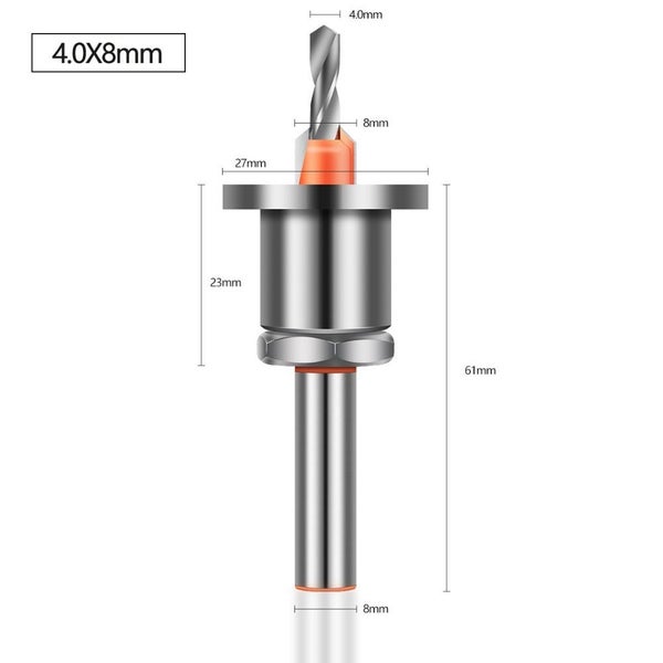 8mm Shank Countersunk Drill Bit Woodworking Router Bit Core Limiter Carousel 1