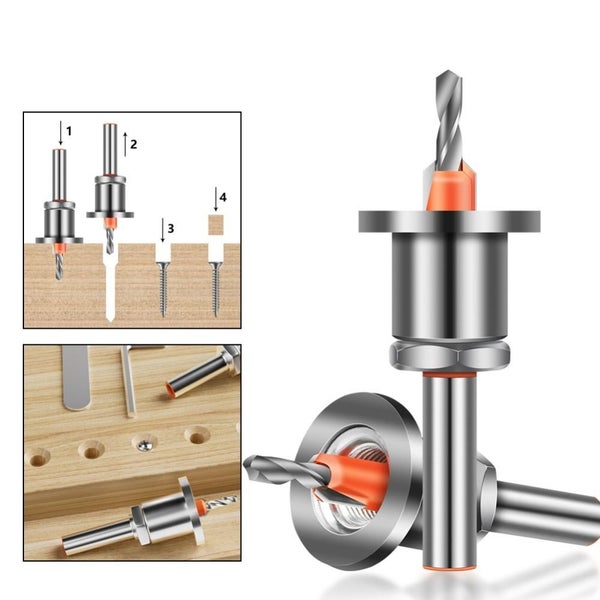8mm Shank Countersunk Drill Bit Woodworking Router Bit Core Limiter Carousel 2