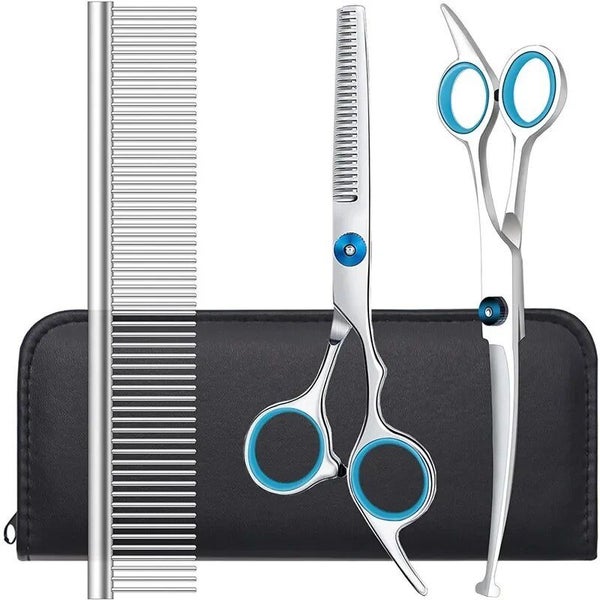 Pet Grooming Scissors Set 6.5 Inch Bent Clip Four Piece Set Dog Carousel 1