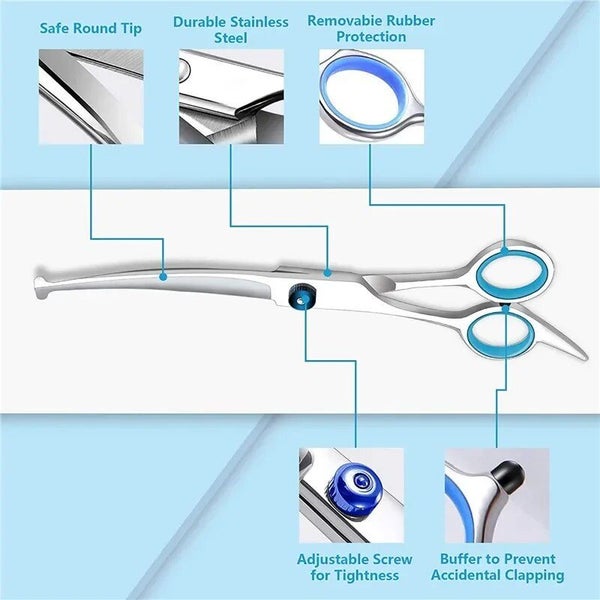 Pet Grooming Scissors Set 6.5 Inch Bent Clip Four Piece Set Dog Carousel 2