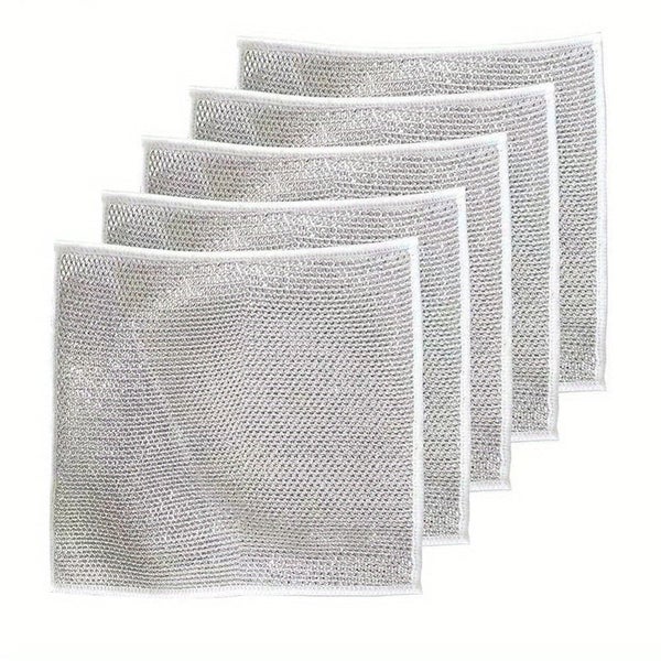 Vibe Geeks 5/10pcs Non-stick Oil-free Mesh Wire Dishwashing Cloth for Kitchen... Carousel 1
