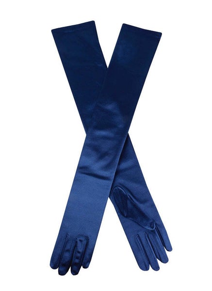 Dents Womens Long Opera Satin Gloves - Navy Carousel 1