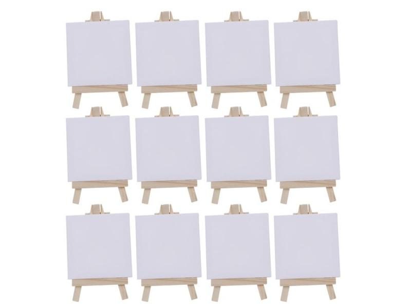 12 Sets Of Mini Stretched Artist Canvas Art Board White Blank Carousel 2