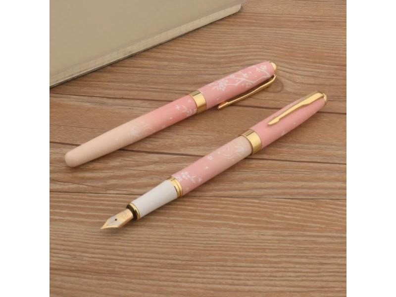 1PC Pen 10PC Ink Metal 83 Fountain Pen Pink Flowers F Nib Business Office Carousel 2