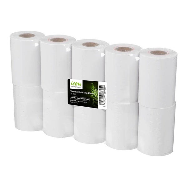 57mm x 40mm Thermal Paper Rolls, Pack of 10 Rolls, Eftpos Receipt Rolls Carousel 1