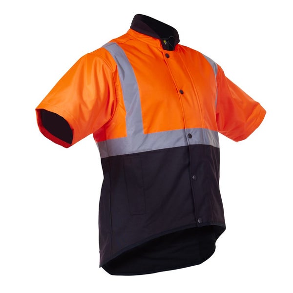 Oilskin Hi-Vis -Day/Night Reflective Fleece Lined Short Sleeve Vest All Sizes Carousel 1