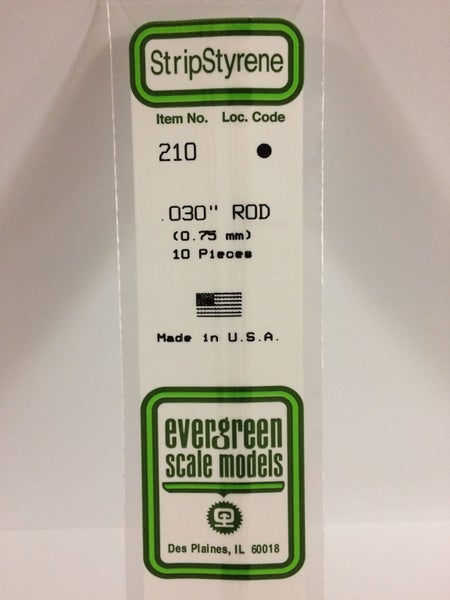 Evergreen 210 0.75mm (0.30") Rod (10 pieces) Carousel 1