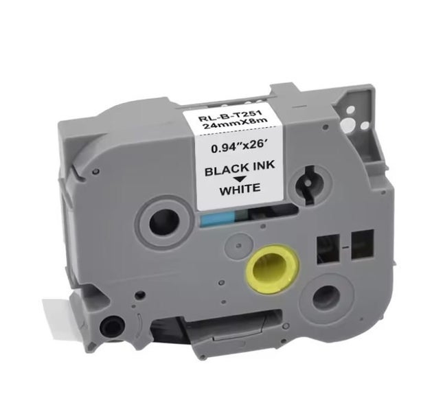 Compatible Laminated label Tape Tze-251 Tze251 - Black on White, 24mm x 8m Carousel 1