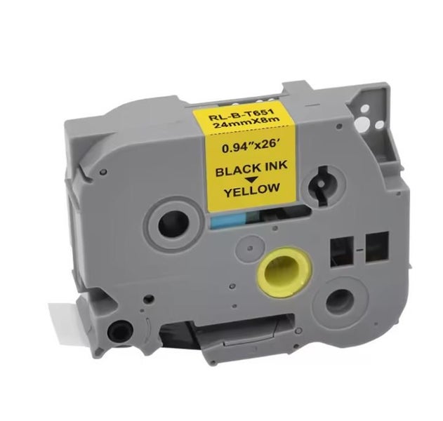 Compatible Laminated label Tape Black on Yellow Cassette 24mm*8m TZe651 TZE-651 Carousel 1