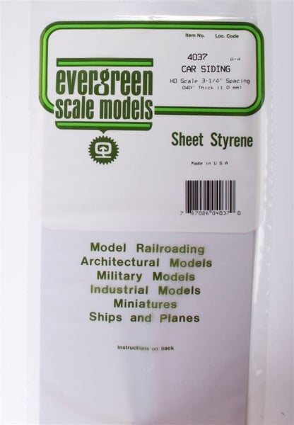 Evergreen Scale Models HO 4037 Car Siding .040" Carousel 1