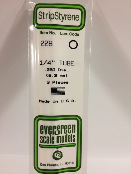 Evergreen 228 6.3mm (.250") Tubing Polystyrene (3 pieces) Carousel 1
