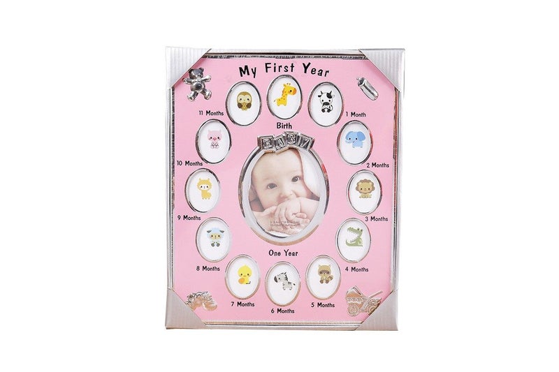 Baby's First Year Picture Photo Frame Baby Month Photo Frame - Pink Carousel 1