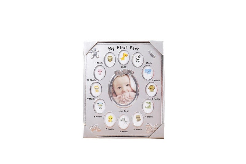 Baby's First Year Picture Photo Frame Baby Month Photo Frame - Silver Carousel 1