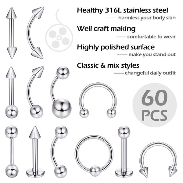 Body Piercing Tool Kit Ear Nose Navel Nipple Needles Set Carousel 2