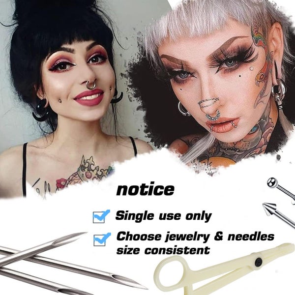 Body Piercing Tool Kit Ear Nose Navel Nipple Needles Set Carousel 7