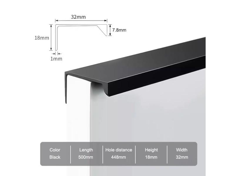 Hidden Furniture Handles Matte Black Gold Silver Kitchen Cabinet Pull Wardrobe Carousel 1