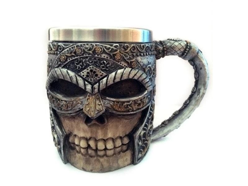 3D Masked Knight Skull Mugs Double Wall Stainless Steel Resin Skull Drinking Carousel 1
