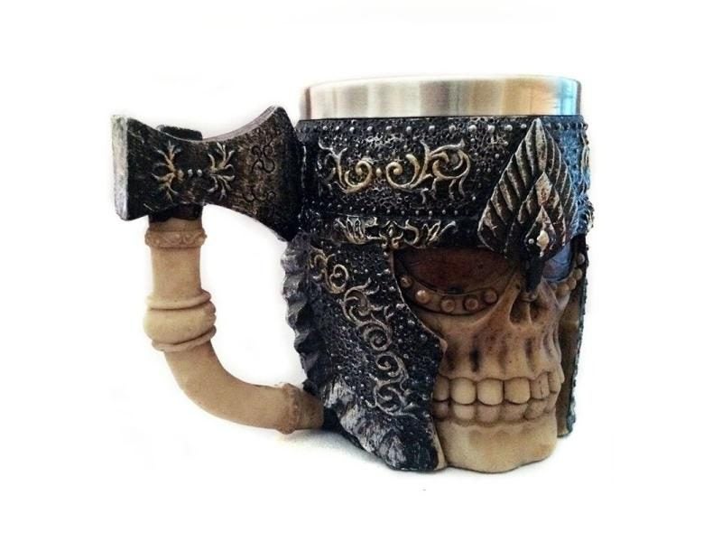 3D Masked Knight Skull Double Wall Stainless Steel Beer/Coffee Mug Carousel 1