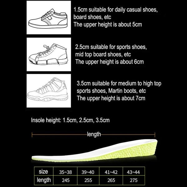 Shock Absorbant Memory Foam Insoles For Height Increase Carousel 7