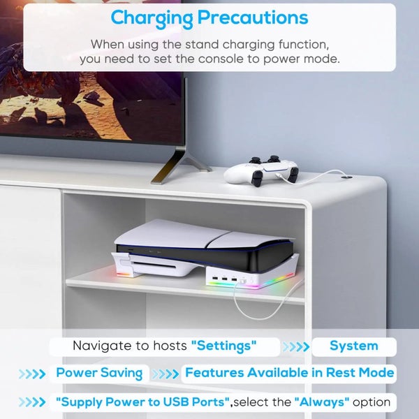 14 Light Mode Ps5 Slim Stand With 4 Usb Hubs Carousel 8