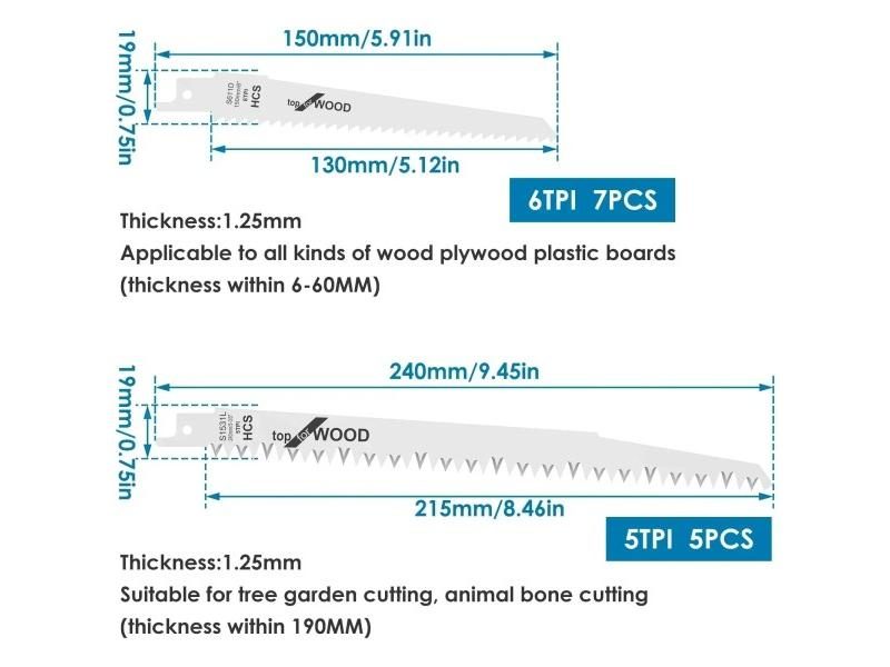 12Pcs 6/9 Inch 6/5TPI High Carbon Steel Pruning Saw Blade For Fast Cutting Carousel 1
