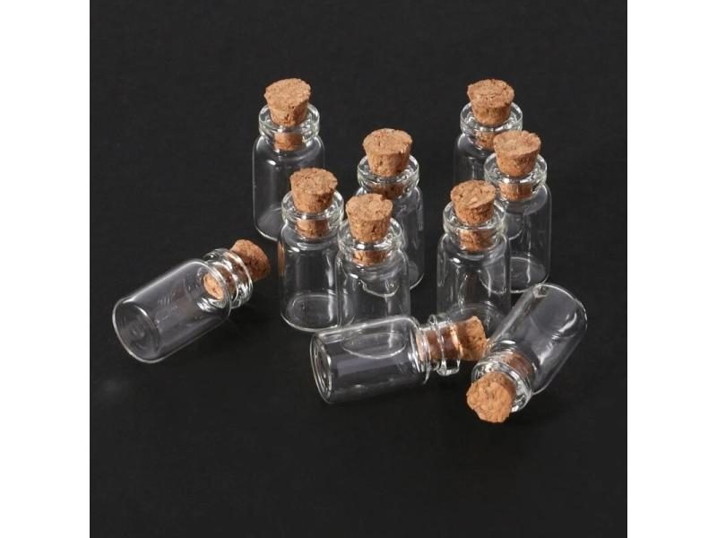 30pcs 1mL Mini Clear Cork Stopper Glass Bottles Vials Carousel 1