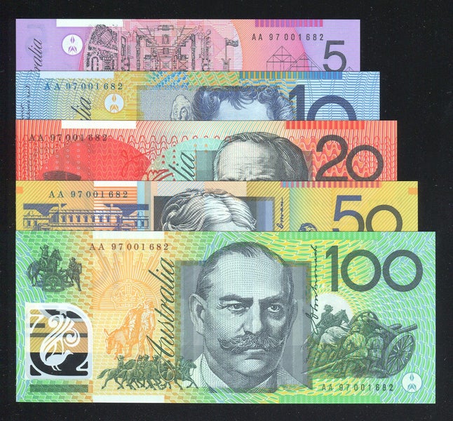 Australia - 1997 - AA Prefix - $5 $10 $20 $50 $100 - Matched Set 001682 Carousel 1