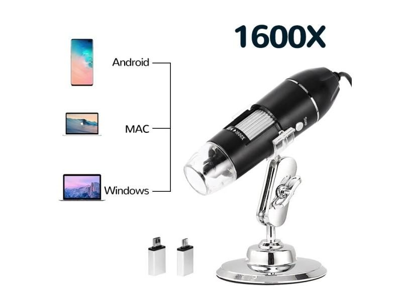 USB Digital Microscope 500X 1000X 1600X Professional With 8 LED Endoscope Zoom Carousel 1