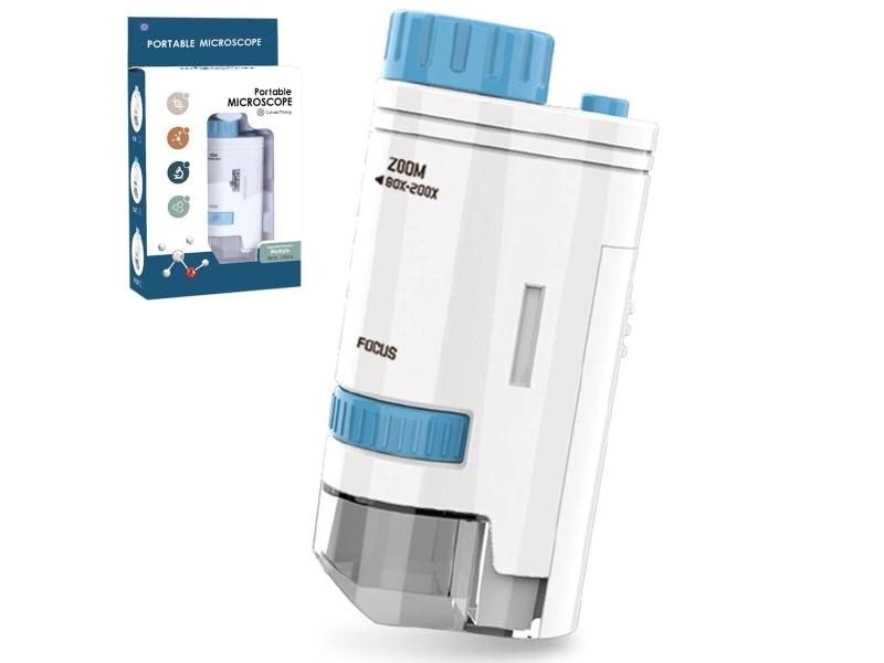60-200x Handheld Pocket Microscope Electric Mini With LED Light Portable HD Carousel 1