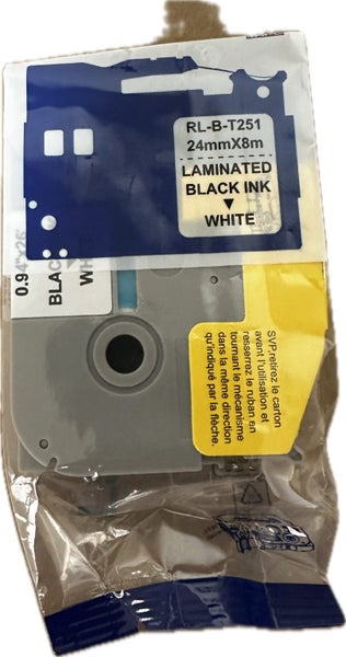 Compatible Laminated label Tape Tze-251 Tze251 - Black on White, 24mm x 8m Carousel 3