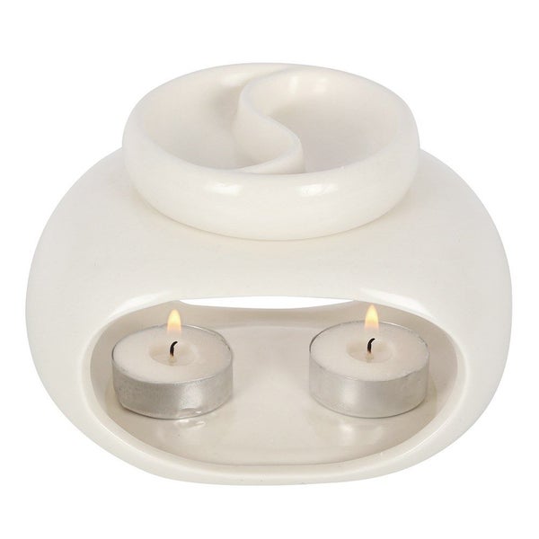 White Double Ceramic Oil Burner Carousel 1