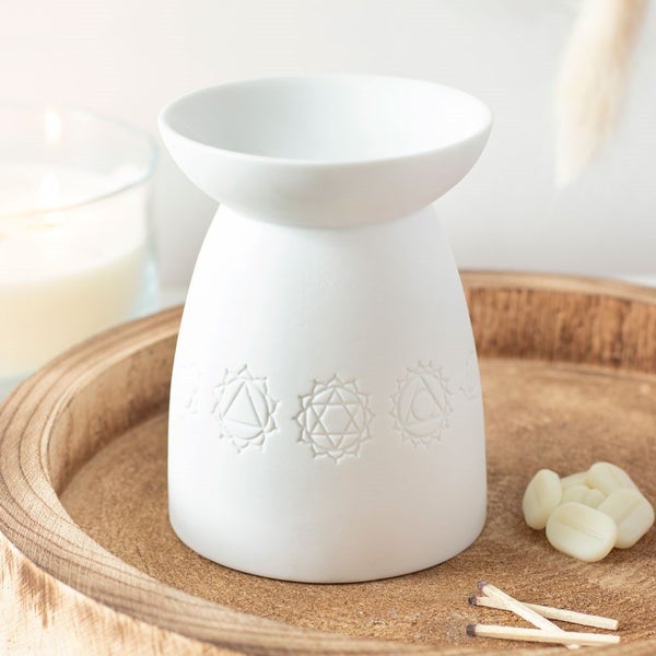White Ceramic Seven Chakra Oil Burner Carousel 2