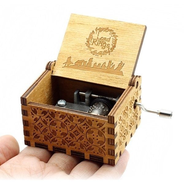 Lord of the rings Music Box Hand Crank Carved Wooden Musical Box Carousel 1