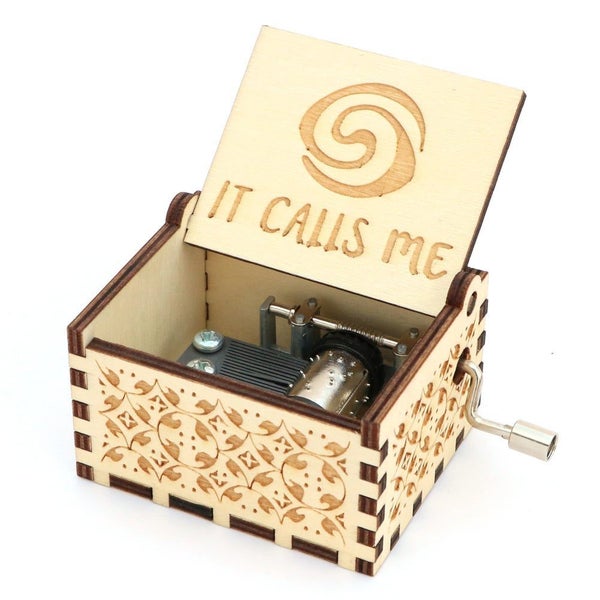 Moana Music Box Hand Crank Carved Wooden Musical Box Carousel 1