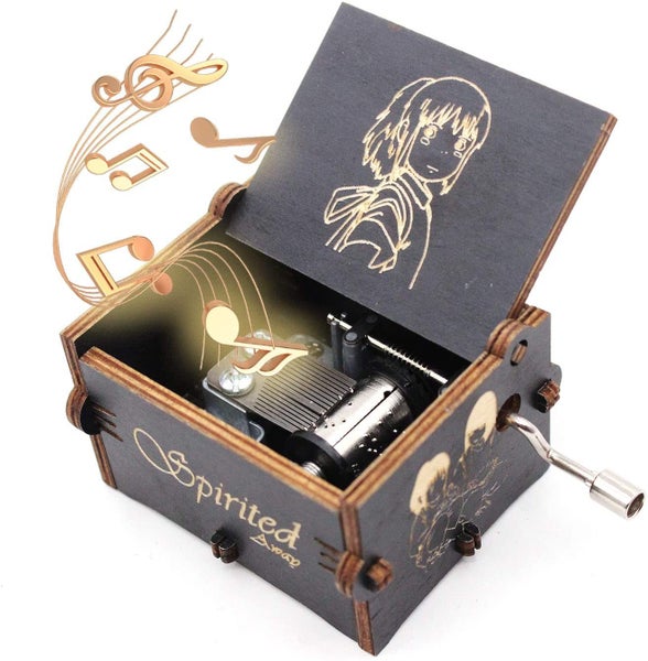 Spirit Away Music Box Hand Crank Carved Wooden Musical Box Carousel 2