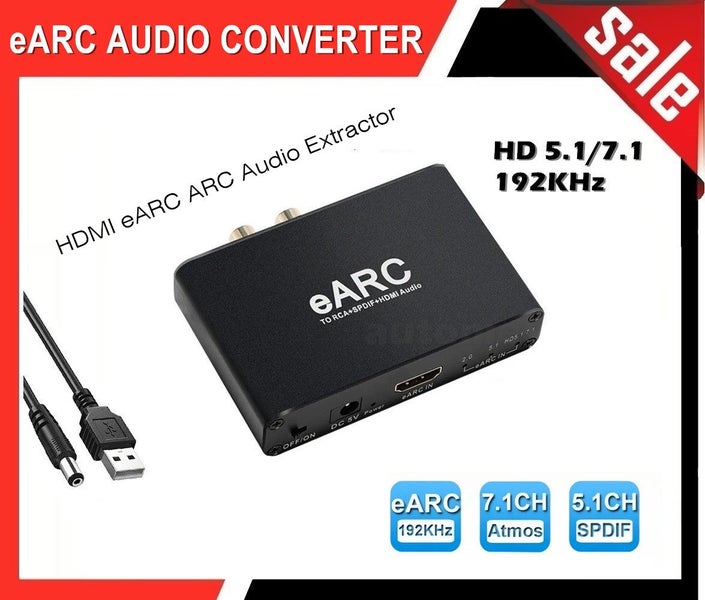HDMI eARC ARC to RCA Audio Extractor Converter for DTS Dolby Atoms LPCM Fiber Carousel 1