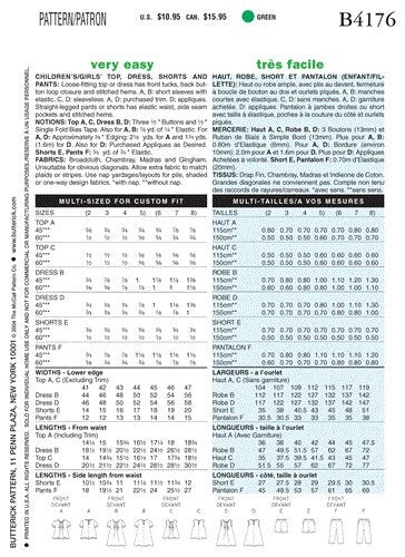 Butterick Pattern 4176 Children's/Girls' Top Dress Shorts and Pants 2-3-4-5 Carousel 2