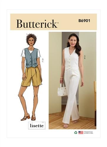 Butterick Pattern 6901 Misses' Vest Pants and Shorts A5(6-8-10-12-14) Carousel 1