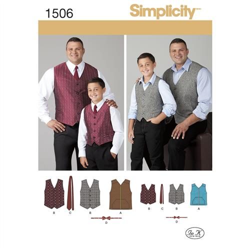 Simplicity Pattern 1506 Husky Boys' and Big and Tall Men's Vests A (S - L Carousel 1
